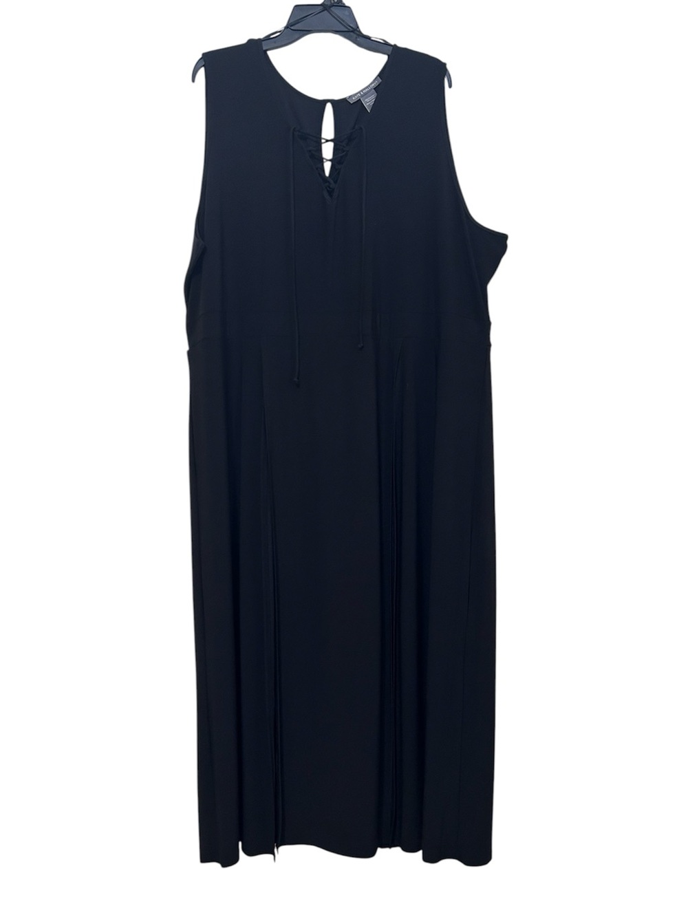 KATE & MALLORY Black Lace Up Fluid Panels Maxi Dress Plus Size 3X